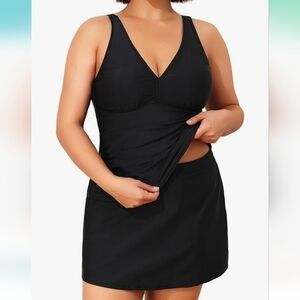 Daci Plus Size V Neck Tankini with Skirt Two Piece Bathing Suit Size 20W